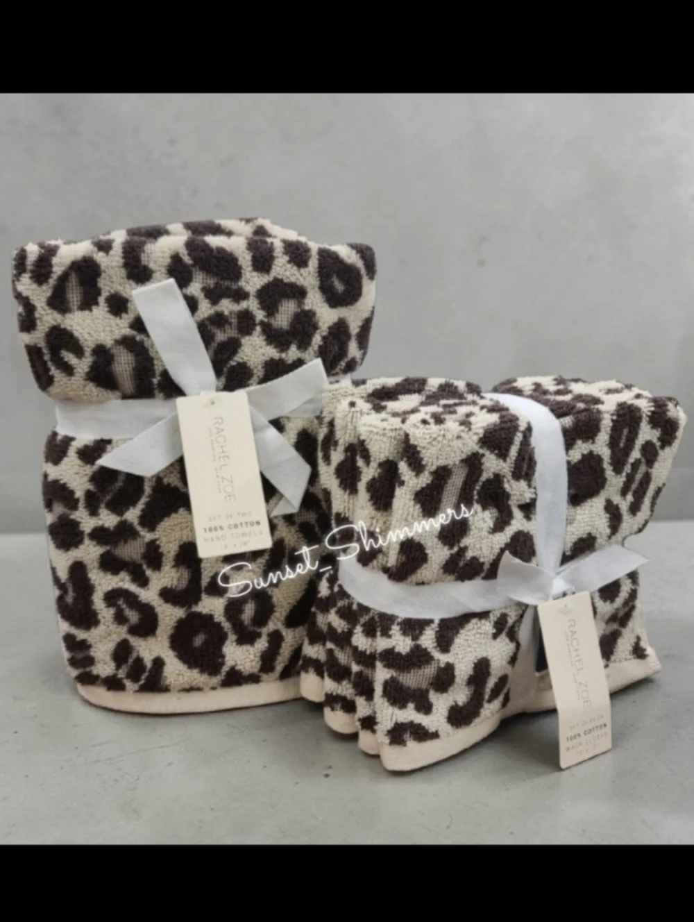 6 Piece Rachel Zoe Leopard Cheetah Animal Print Hand Towel & Washcloth Set NEW